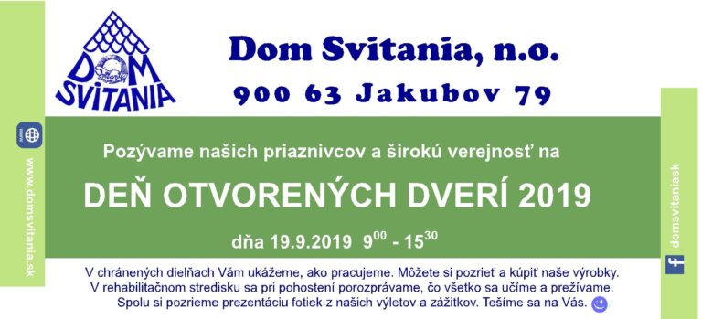 Pozvánka na deň otvorených dverí 2019